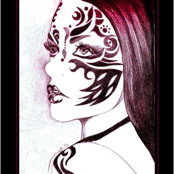 Dessin intitulée "Tattoo" par Sylvie Chauvin, Œuvre d'art originale, Crayon