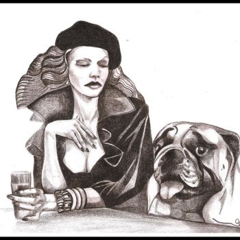 图画 标题为“Tête à tête” 由Sylvie Chauvin, 原创艺术品, 铅笔