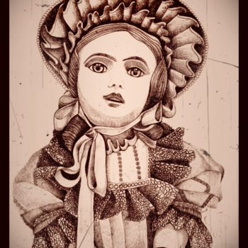 Drawing titled "Crayon de PORCELAINE" by Sylvie Chauvin, Original Artwork, Pencil