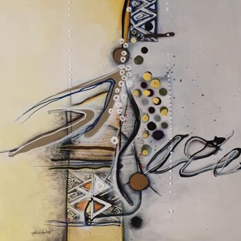 Painting titled "TRANSPORTER LA VIE" by Sylvie Cloutier, Original Artwork, Acrylic Mounted on Wood Stretcher frame