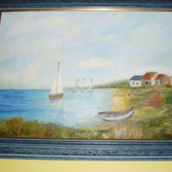 Painting titled "barques" by Sylvie Collard, Original Artwork