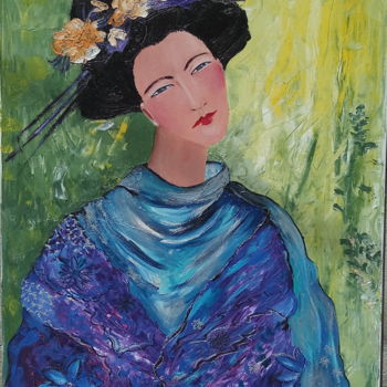 Painting titled "Japonaise" by Couleur De L'Âme, Original Artwork, Oil