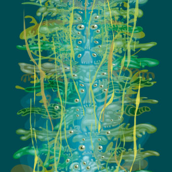 Digital Arts titled "De vert et d'eau" by Sylvie Dessert (Syl), Original Artwork, 2D Digital Work