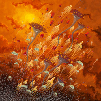 「Incendie」というタイトルのデジタルアーツ Sylvie Dessert (Syl)によって, オリジナルのアートワーク, デジタル絵画