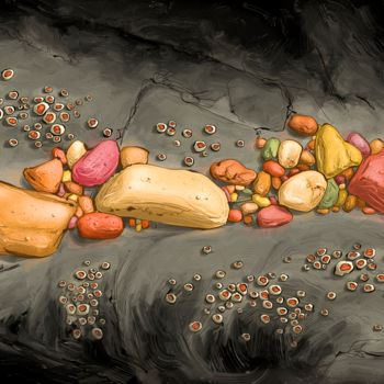 Digital Arts titled "Lit gris" by Sylvie Dessert (Syl), Original Artwork, Digital Painting