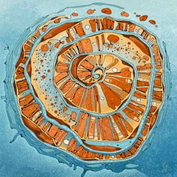 Arts numériques intitulée "Orange à mer" par Sylvie Dessert (Syl), Œuvre d'art originale, Peinture numérique