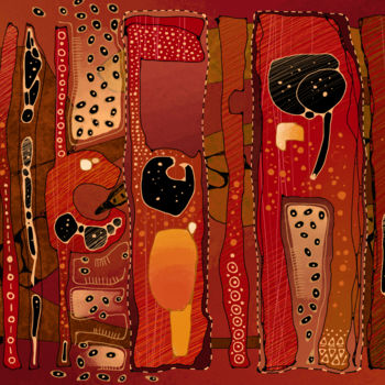 Digital Arts titled "Sarcophages" by Sylvie Dessert (Syl), Original Artwork, Digital Painting