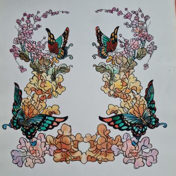 "Butterfly" başlıklı Tablo Sylvie Etienne tarafından, Orijinal sanat, Suluboya