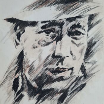 Drawing titled "Portrait de star" by Sylvie Etienne, Original Artwork, Charcoal