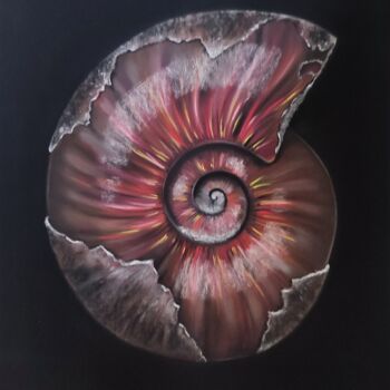 Disegno intitolato "Ammonite" da Sylvie F. Pastel Art, Opera d'arte originale, Pastello