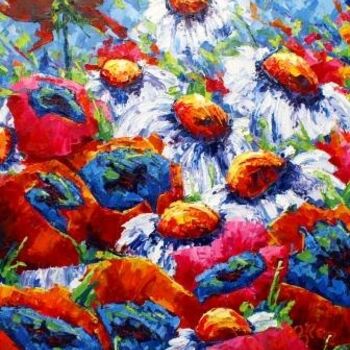 Painting titled "Explosion" by Sylvie Gagnon, Original Artwork, Oil