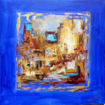 Peinture intitulée "Carré bleu 1" par Sylvie Gallizio, Œuvre d'art originale, Huile