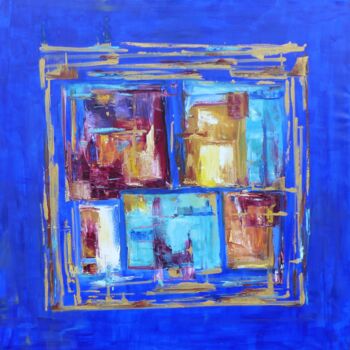 Painting titled "Structure" by Sylvie Gallizio, Original Artwork, Oil Mounted on Wood Stretcher frame