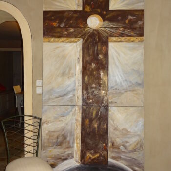 Pintura titulada "Croix de lumière" por Sylvie Gallizio, Obra de arte original, Oleo