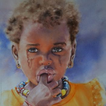 Peinture intitulée "larmes d'enfant" par Sylvie Griselle, Œuvre d'art originale
