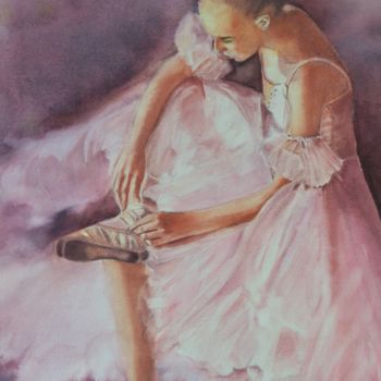 Painting titled "Danseuse" by Sylvie Griselle, Original Artwork, Watercolor