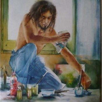 Painting titled "atelier-d-artiste.j…" by Sylvie Griselle, Original Artwork, Watercolor
