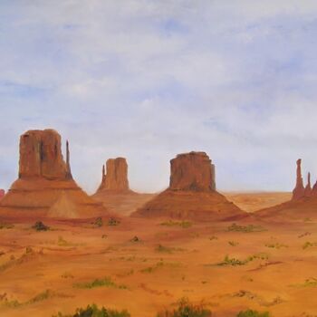 Painting titled "monument-valley-ari…" by Sylvie Guyomar (Sylvie G), Original Artwork, Oil Mounted on Wood Stretcher frame