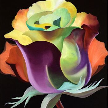 Pintura titulada "Lumière de rose" por Sylvie Hiernard, Obra de arte original, Oleo