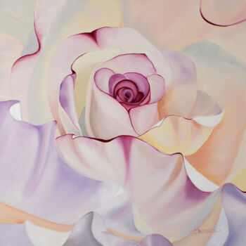 Peinture intitulée "Coeur de rose 2" par Sylvie Hiernard, Œuvre d'art originale, Huile
