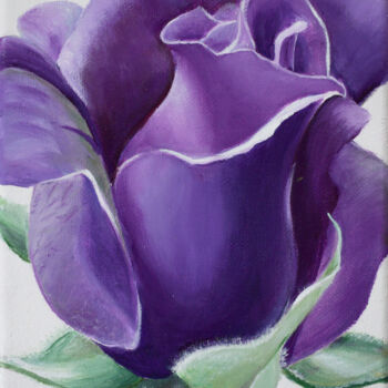 Pintura titulada "Rose violette" por Sylvie Hiernard, Obra de arte original, Oleo Montado en Bastidor de camilla de madera