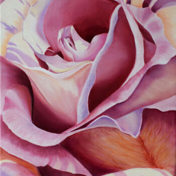 Pintura intitulada "moirée rose" por Sylvie Hiernard, Obras de arte originais, Óleo