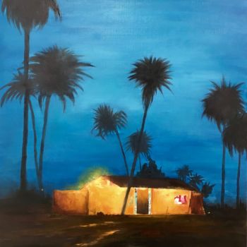 Peinture intitulée "Oasis en Namibie" par Sylvie Jolivet, Œuvre d'art originale, Huile