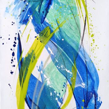 Ζωγραφική με τίτλο "Splash !" από Sylvie Jousselin, Αυθεντικά έργα τέχνης, Ακρυλικό Τοποθετήθηκε στο Ξύλινο φορείο σκελετό