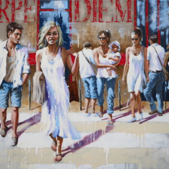 Картина под названием "Carpe Diem" - Sylvie Julkowski-Egard, Подлинное произведение искусства, Масло Установлен на Деревянна…