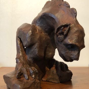 Sculptuur getiteld "Petite gargouille" door Sylvie Lamande, Origineel Kunstwerk, Klei