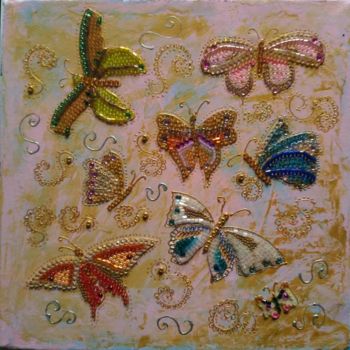 拼贴 标题为“Les papillons” 由Sylvie Léandre, 原创艺术品