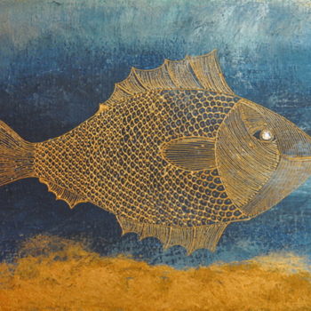 Pintura intitulada "poisson d'or" por Sylvie Léandre, Obras de arte originais, Acrílico