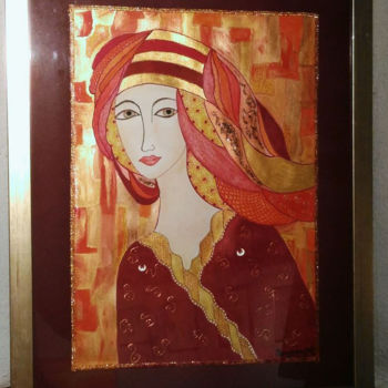 Painting titled "la reine rouge" by Sylvie Léandre, Original Artwork