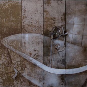 Malerei mit dem Titel "Grand bain" von Sylvie Lesgourgues, Original-Kunstwerk, Acryl