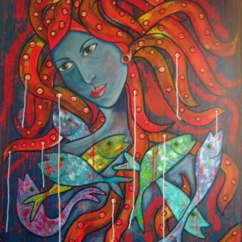 Peinture intitulée ""Sirène de la Pensé…" par Sylvie Lohmann, Œuvre d'art originale