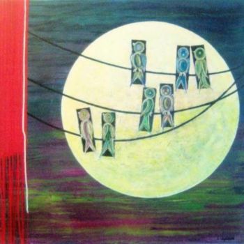 Pintura titulada ""Sur le fil de nos…" por Sylvie Lohmann, Obra de arte original, Acrílico Montado en Bastidor de camilla de…