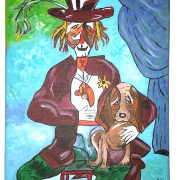 Painting titled "le clown épouvantai…" by Sylo, Original Artwork, Acrylic