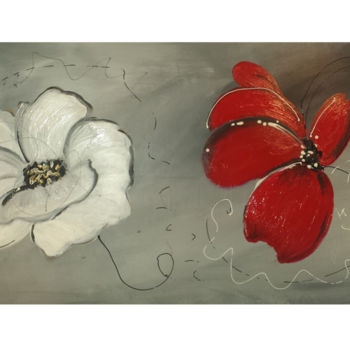 Peinture intitulée "coquelicot-rouge-et…" par Sylo, Œuvre d'art originale, Acrylique