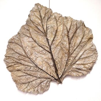 Sculpture titled "Feuille fossile bei…" by Sylvie Loudieres, Original Artwork, Paper