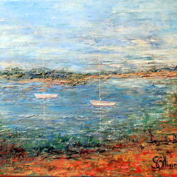 Painting titled "marine" by Sylvie Ollivier, Original Artwork, Oil