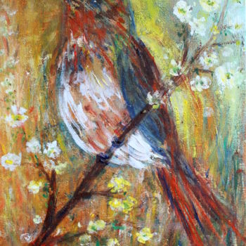 Painting titled "hymne au printemps" by Sylvie Ollivier, Original Artwork, Oil