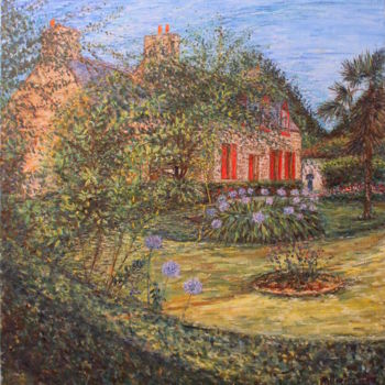 Painting titled "maison brehatine" by Sylvie Ollivier, Original Artwork, Oil