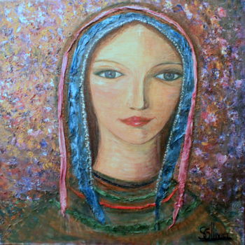 Painting titled "vierge" by Sylvie Ollivier, Original Artwork, Oil
