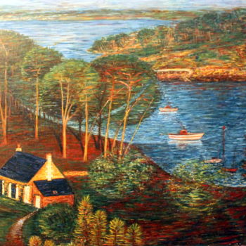 Painting titled "retour au port" by Sylvie Ollivier, Original Artwork, Oil