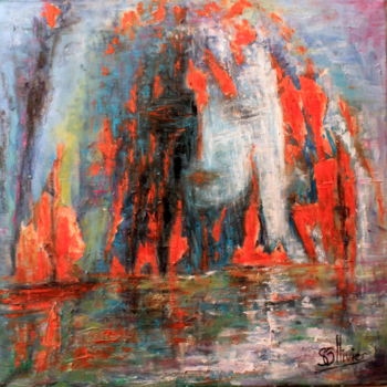 Malarstwo zatytułowany „vierge à la grotte” autorstwa Sylvie Ollivier, Oryginalna praca, Olej