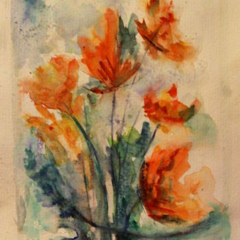 「bouquet-champetre」というタイトルの絵画 Sylvie Ollivierによって, オリジナルのアートワーク, 水彩画