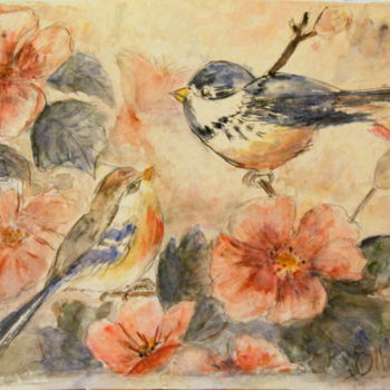 Painting titled "hymne au printemps" by Sylvie Ollivier, Original Artwork, Watercolor