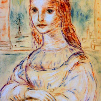 Dessin intitulée "étude de Mona Lisa" par Sylvie Ollivier, Œuvre d'art originale, Pastel