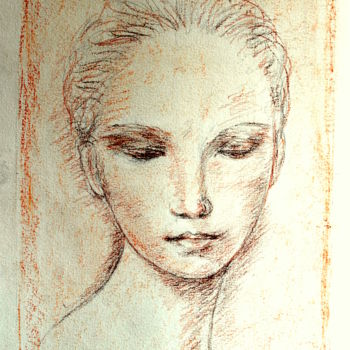 Drawing titled "étude de Léonard de…" by Sylvie Ollivier, Original Artwork, Conté