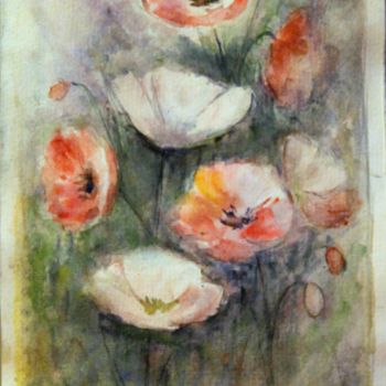 Painting titled "bouquet- champêtre" by Sylvie Ollivier, Original Artwork, Watercolor